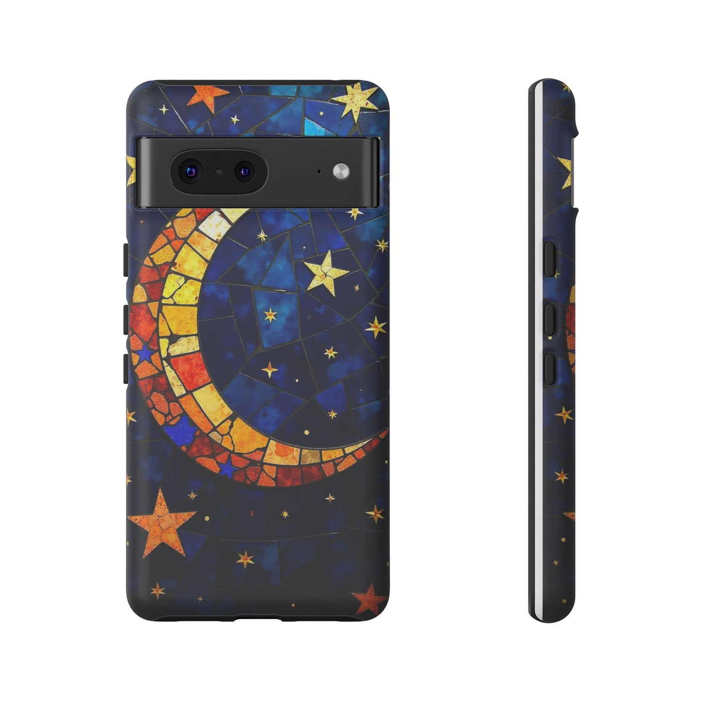 Celestial Crescent: Vibrant Moon and Stars Phone Case