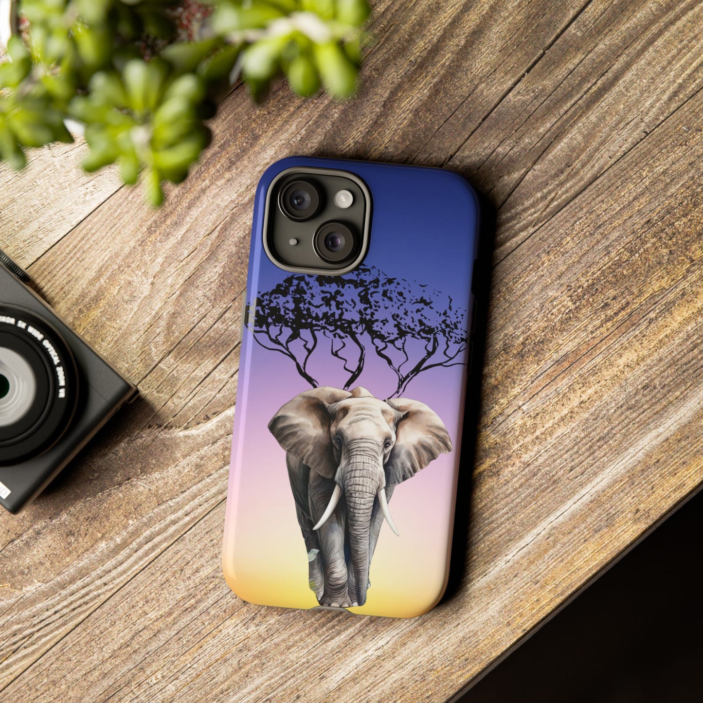 Surreal Elephant Tree Mobile Cover – Dreamy Sunset Fantasy