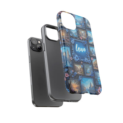 Blue Floral Love Frame Phone Case