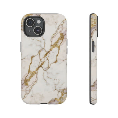 Elegant White and Gold Marble Case Design