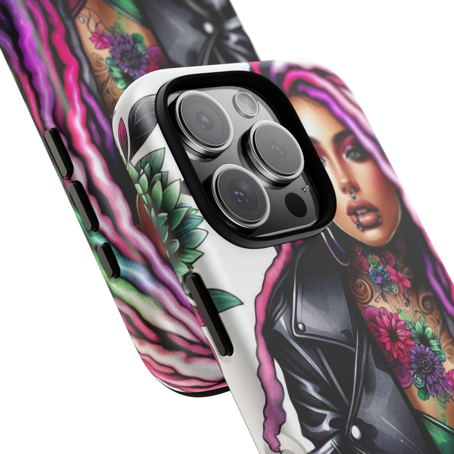 Neon Rebel – Vibrant Biker Queen Mobile Cover