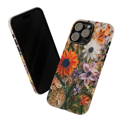 Intricate Quilled Floral Artwork In Vibrant Colors phone case design.