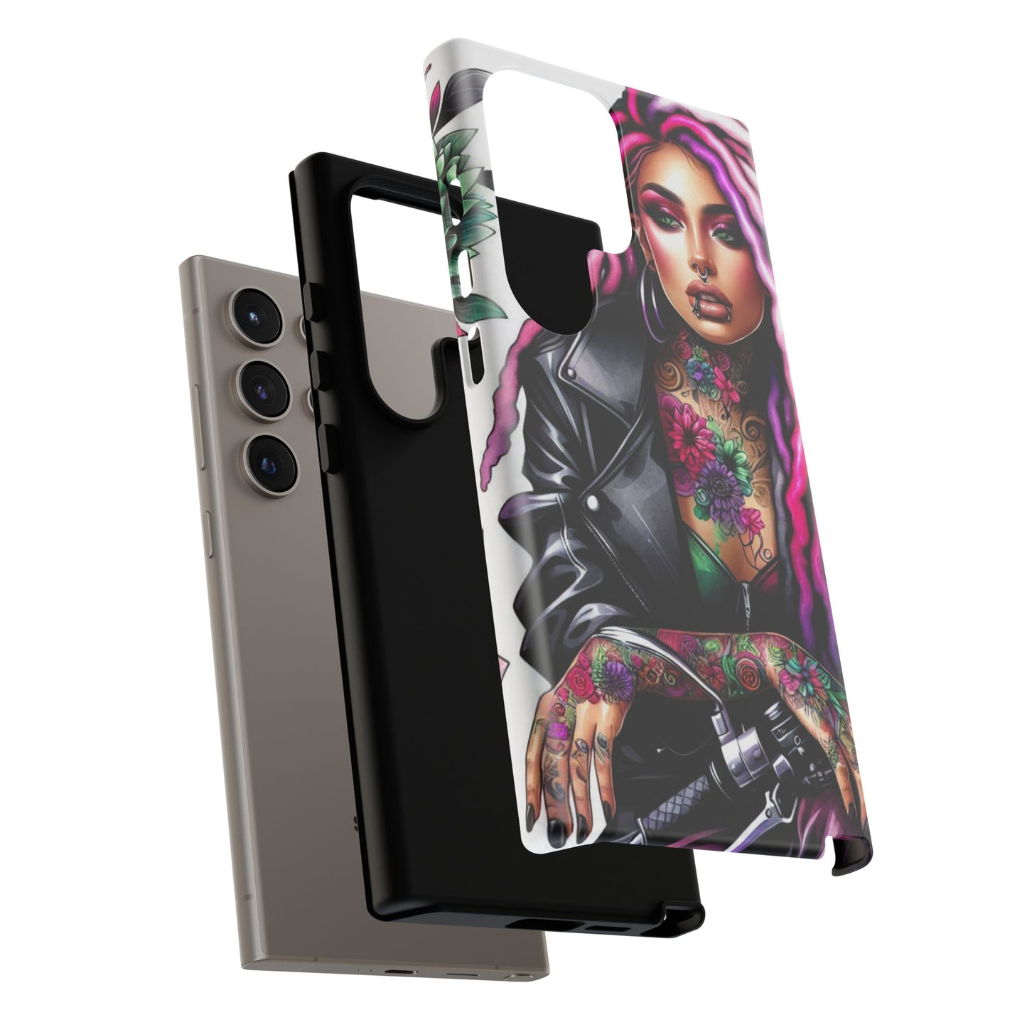 Neon Rebel – Vibrant Biker Queen Mobile Cover
