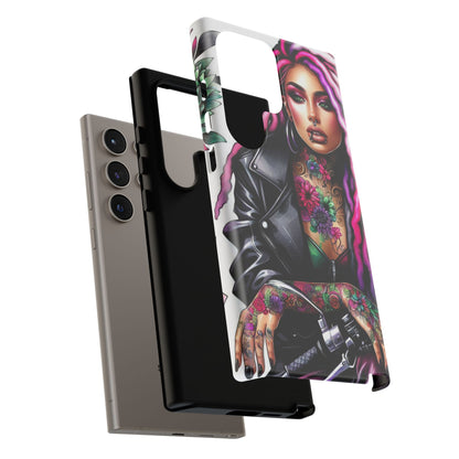 Neon Rebel – Vibrant Biker Queen Mobile Cover