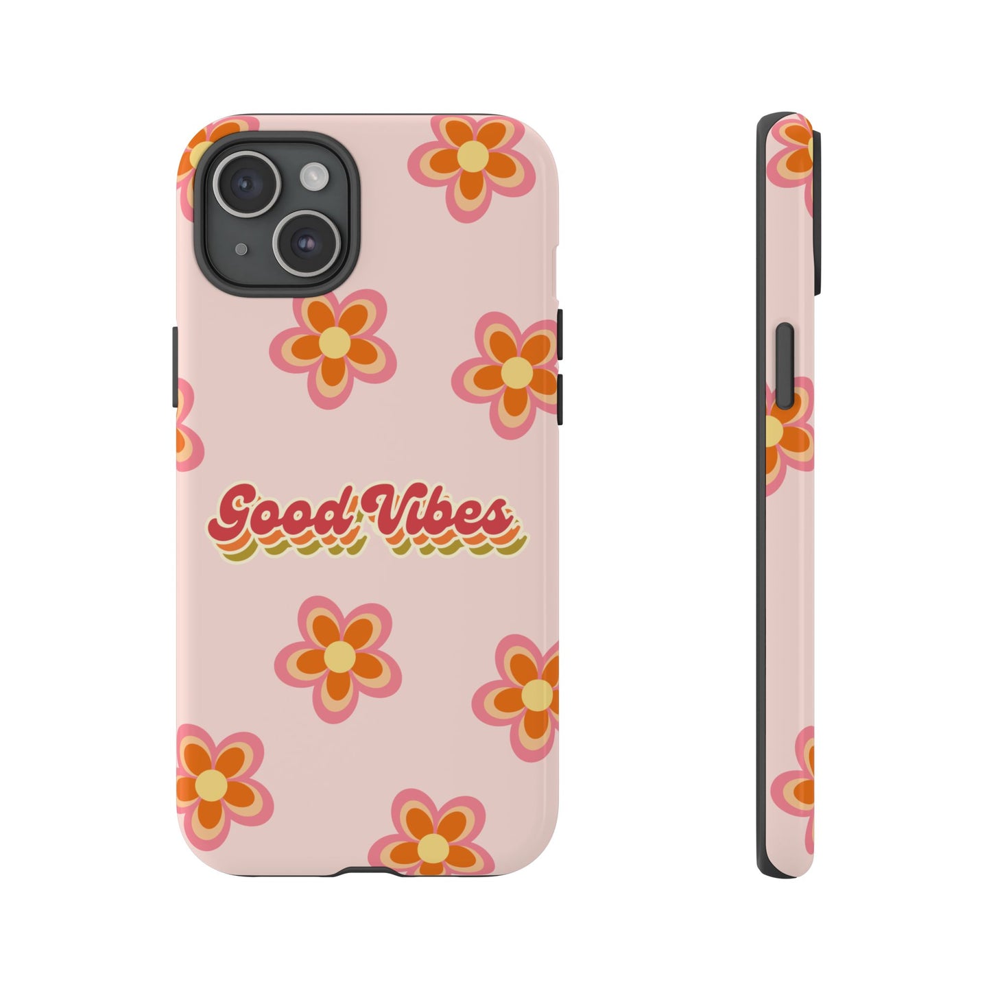 Retro Floral "Good Vibes" Phone Case – Vintage Aesthetic for iPhone, Samsung & Google Pixel