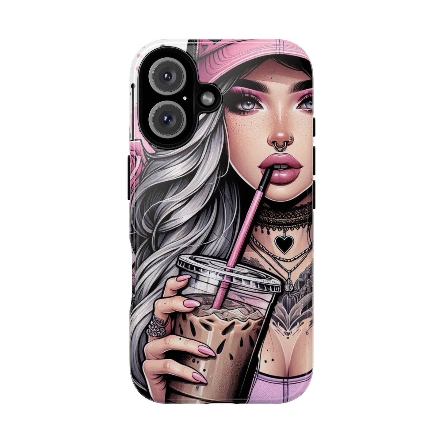 Pink Aesthetic Rebel – Iced Coffee & Inked Beauty Mobile Cover