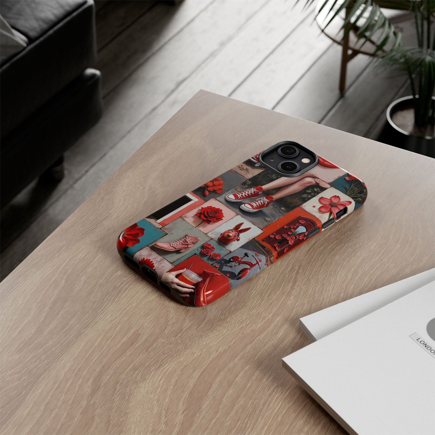 Red Sneakers & Roses Collage Phone Case