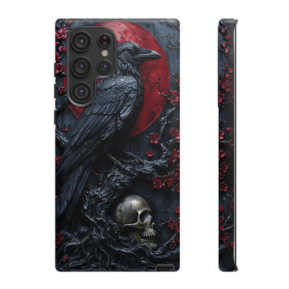 Gothic Sculpture Of Raven On Charcoal Tree Branch phone case design
