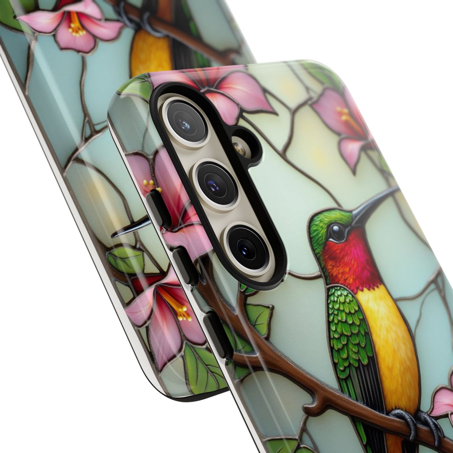 Elegant Hummingbird with Floral Mosaic | Artistic Nature Design