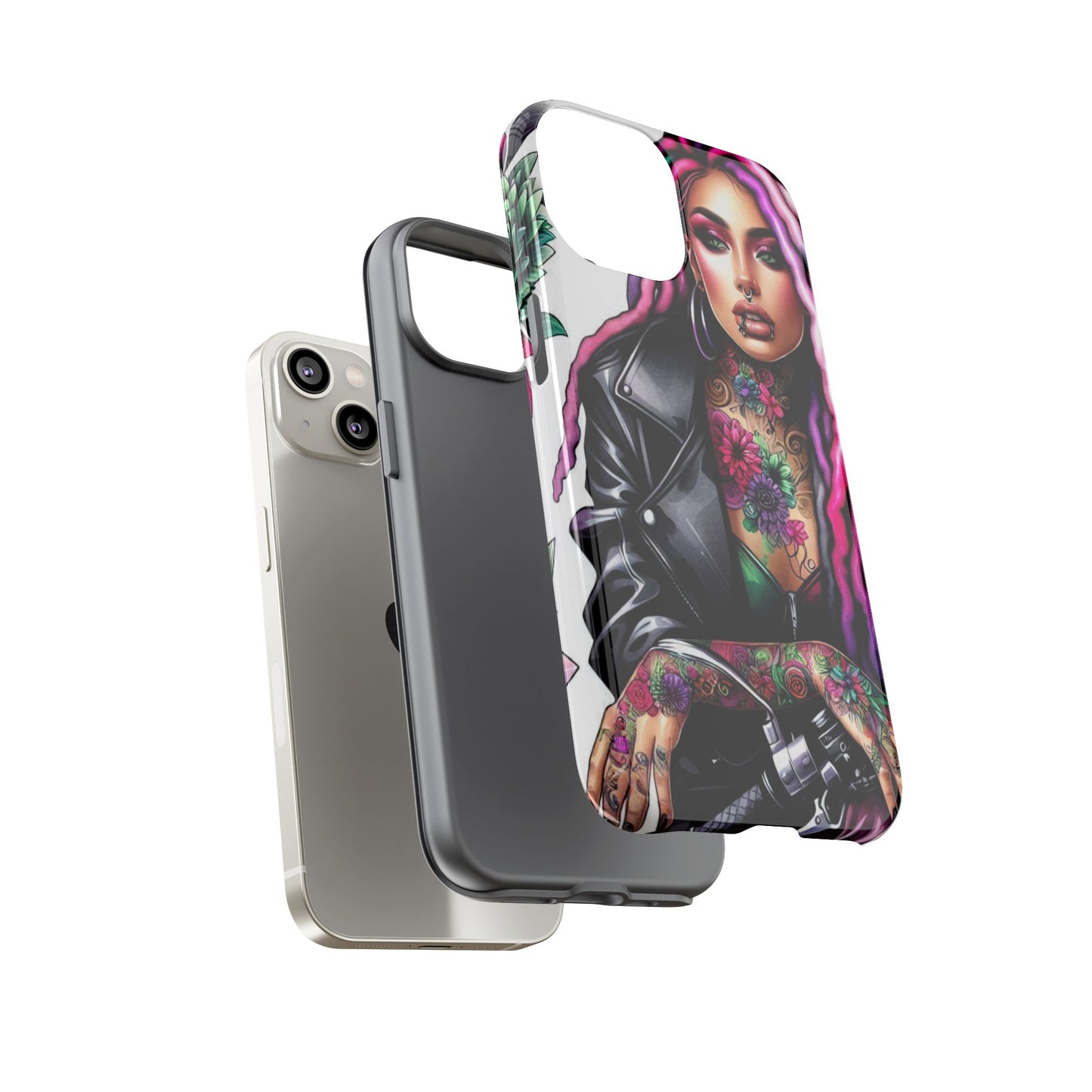 Neon Rebel – Vibrant Biker Queen Mobile Cover