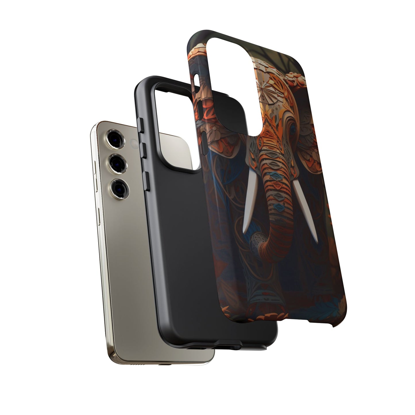 Elegant Artistic Elephant Mobile Cover – Intricate Paper-Cut Design