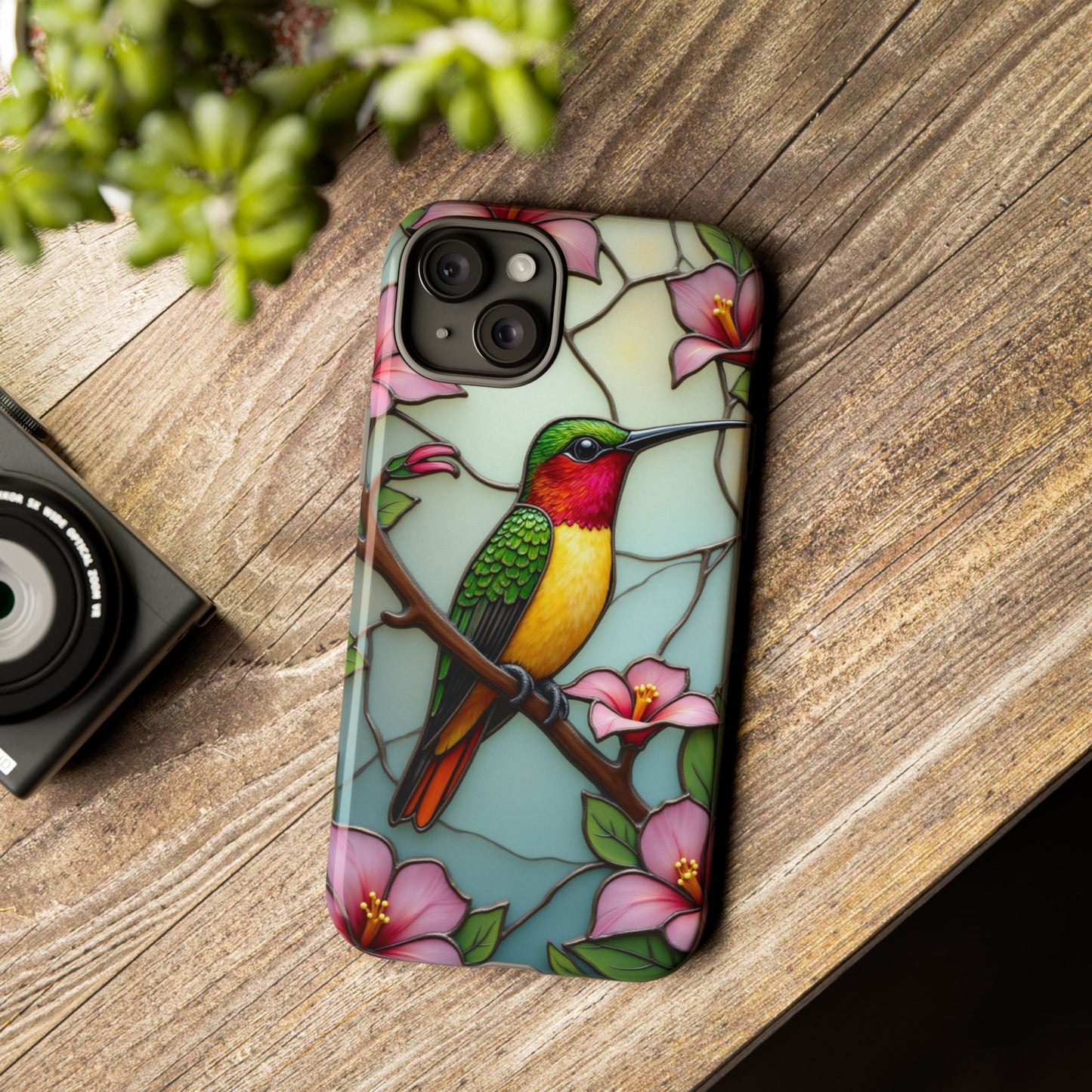 Elegant Hummingbird with Floral Mosaic | Artistic Nature Design