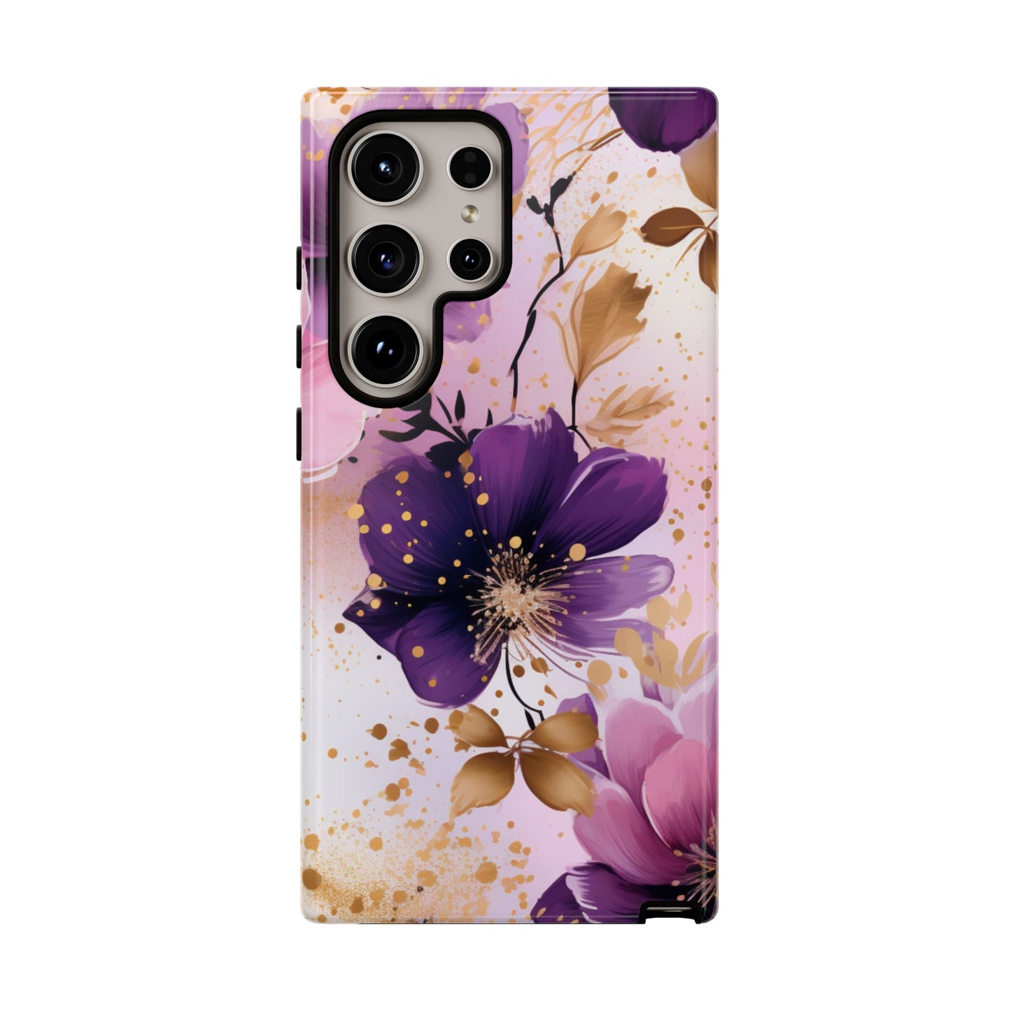 Luxury Purple & Gold Floral Aesthetic Mobile Case