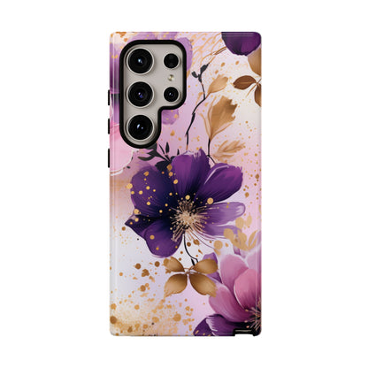 Luxury Purple & Gold Floral Aesthetic Mobile Case