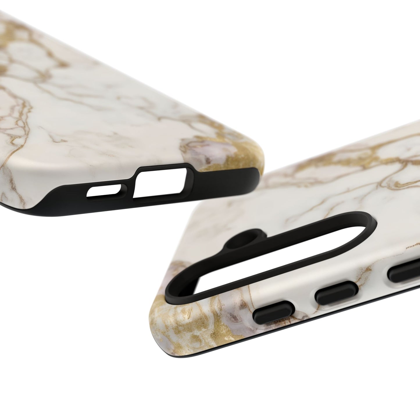 Elegant White and Gold Marble Case Design