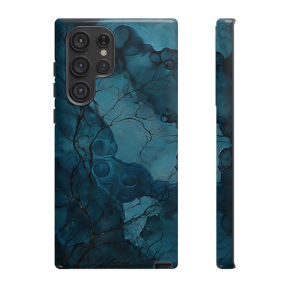 Surreal Abstract Digital Art With Deep Teal And Navy Hues phone case design