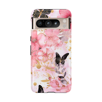 Pink Blossom & Gold Butterfly Mobile Case
