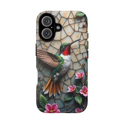 Vivid Hummingbird with Blossoming Branches | Artistic Mosaic Style