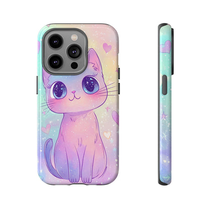 Cosmic Cat Phone Case – Sparkly Anime Aesthetic for iPhone, Google Pixel & Samsung