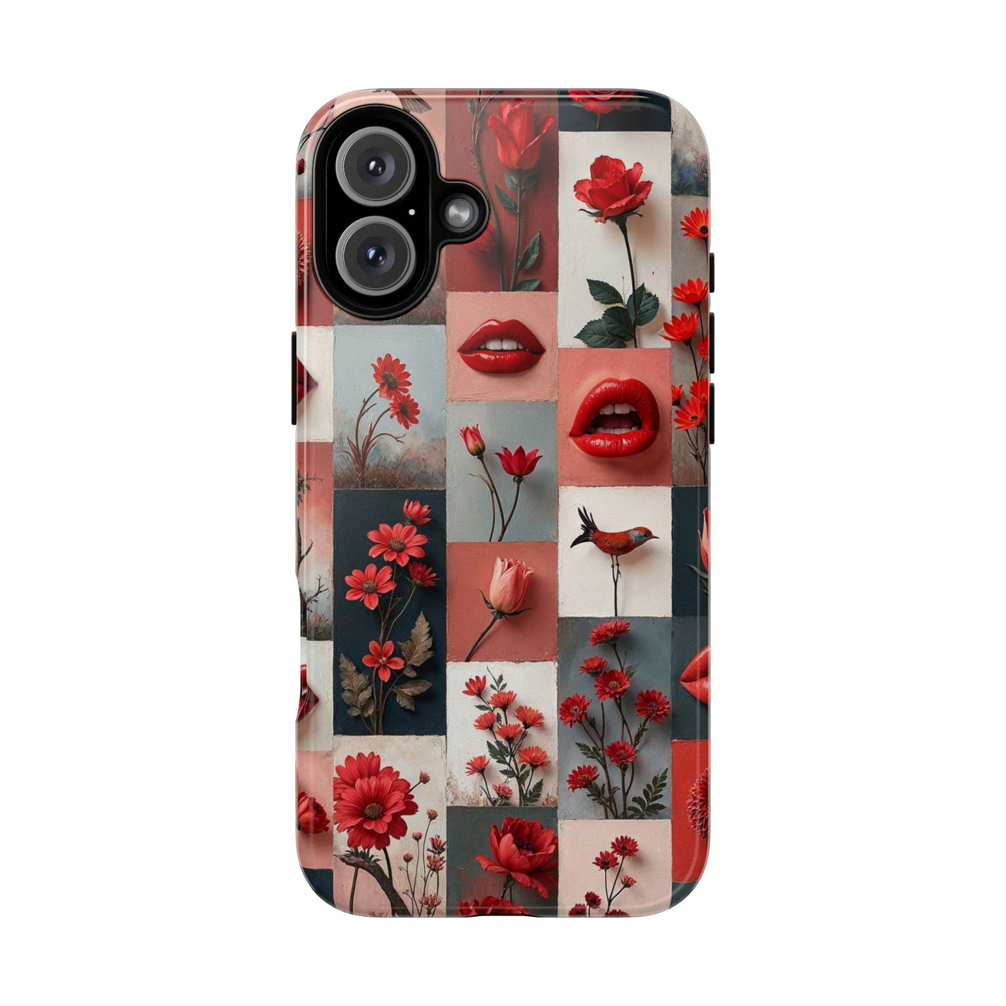 Red Flowers & Lips Collage Phone Case