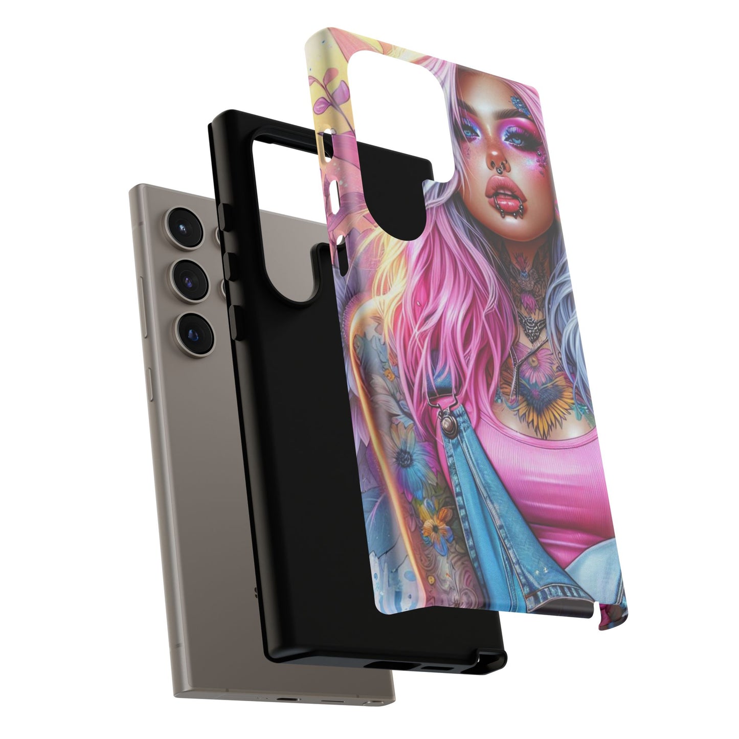 Sunset Glow – Pastel Punk & Floral Ink Mobile Cover