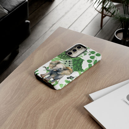 Playful Baby Elephant Mobile Cover – Tropical Boho Art