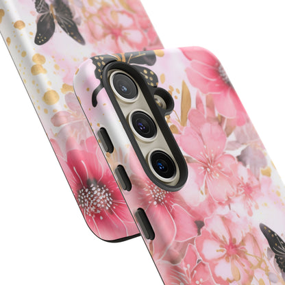 Pink Blossom & Gold Butterfly Mobile Case