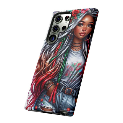 Festive Boho Queen – Holiday Glow & Candy Cane Braids Mobile Cover
