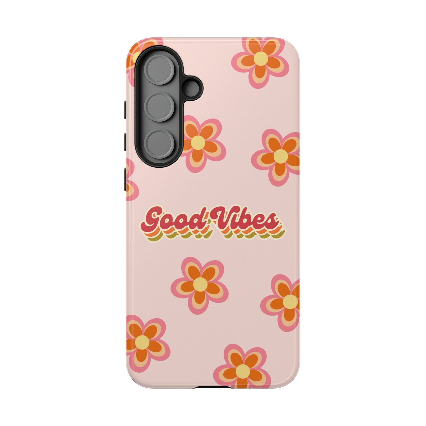 Retro Floral "Good Vibes" Phone Case – Vintage Aesthetic for iPhone, Samsung & Google Pixel