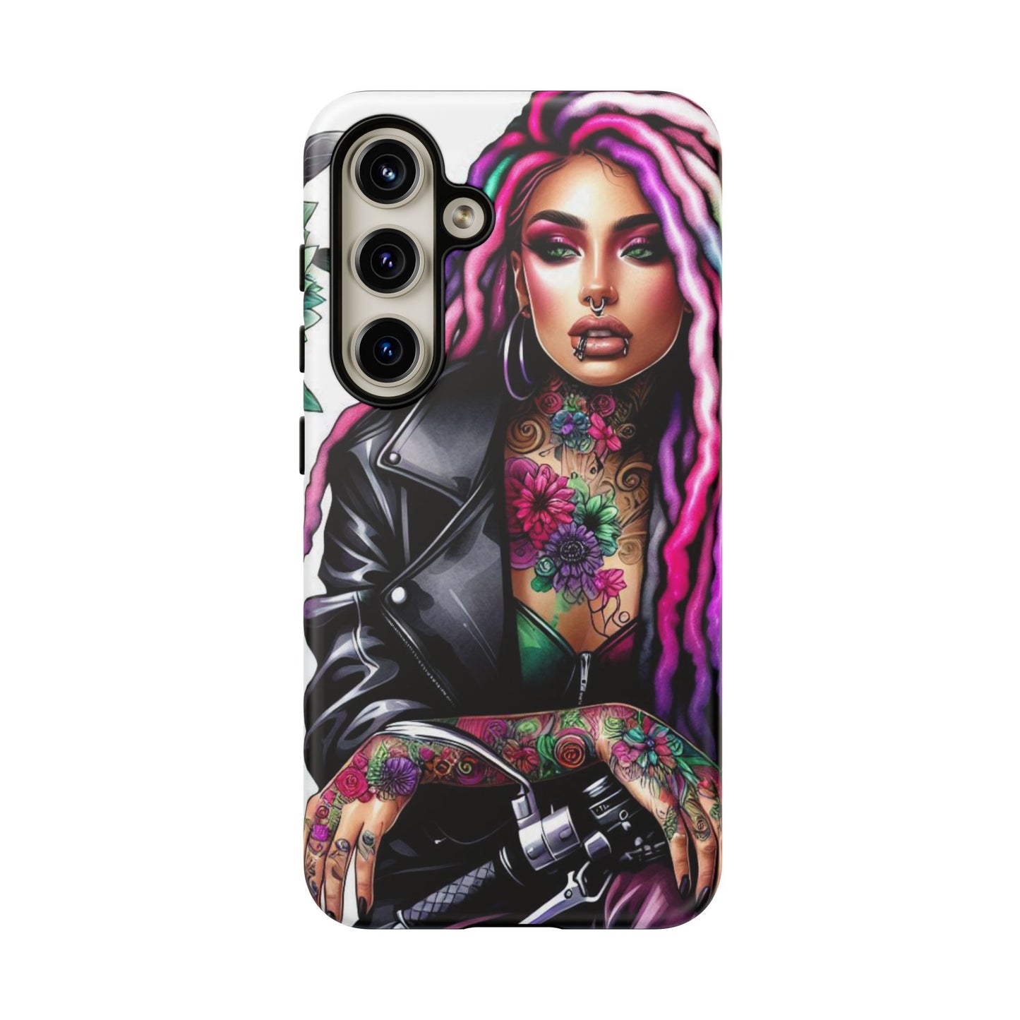 Neon Rebel – Vibrant Biker Queen Mobile Cover
