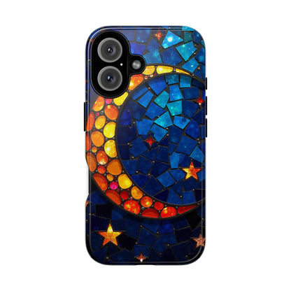 Lunar Glow: Vibrant Moon and Starry Night