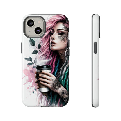 Boho Rebel – Vibrant Dreadlocks & Tattooed Coffee Lover Mobile Cover