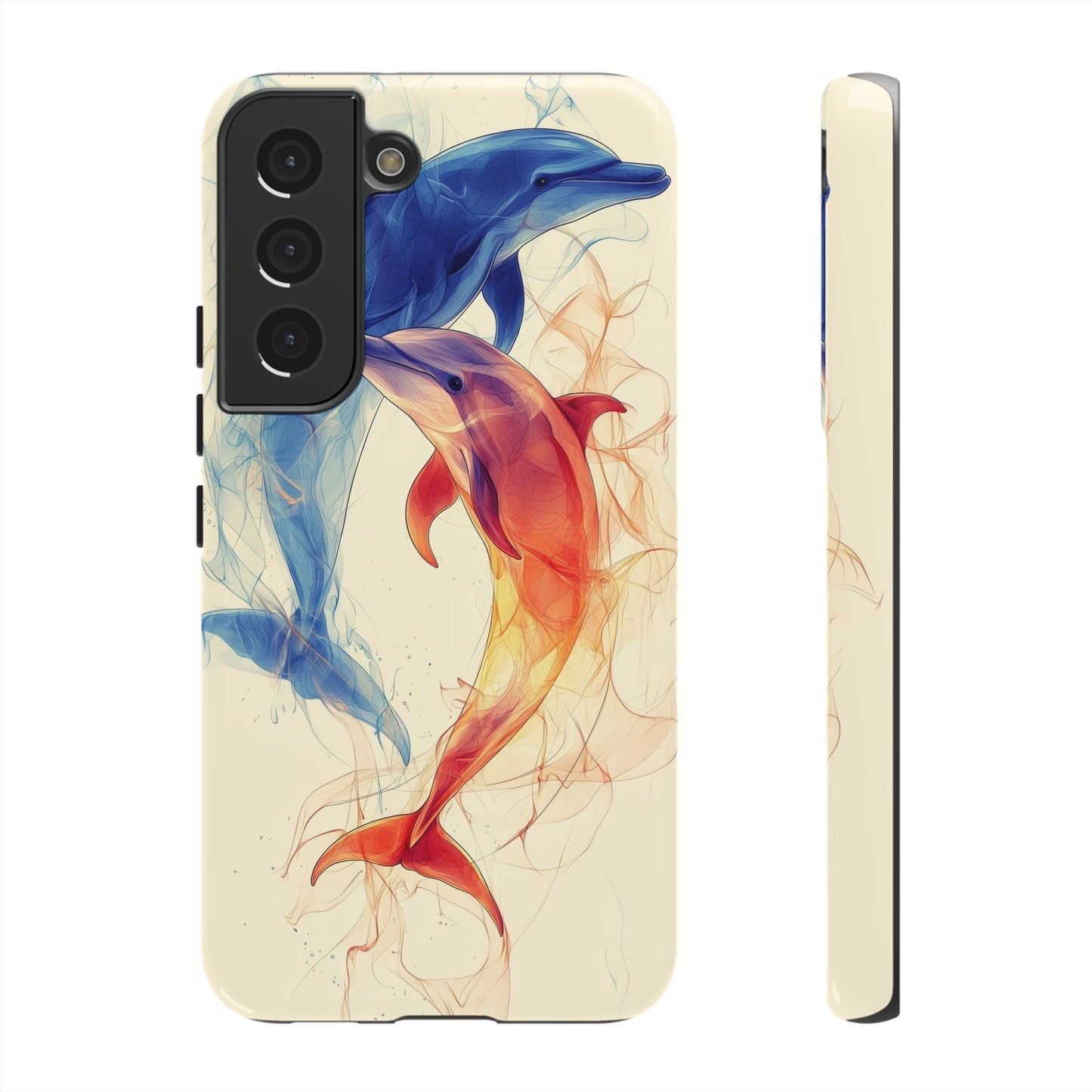 Elemental Dolphins: Fire & Water Fusion Phone Case for iPhone, Samsung & Pixel