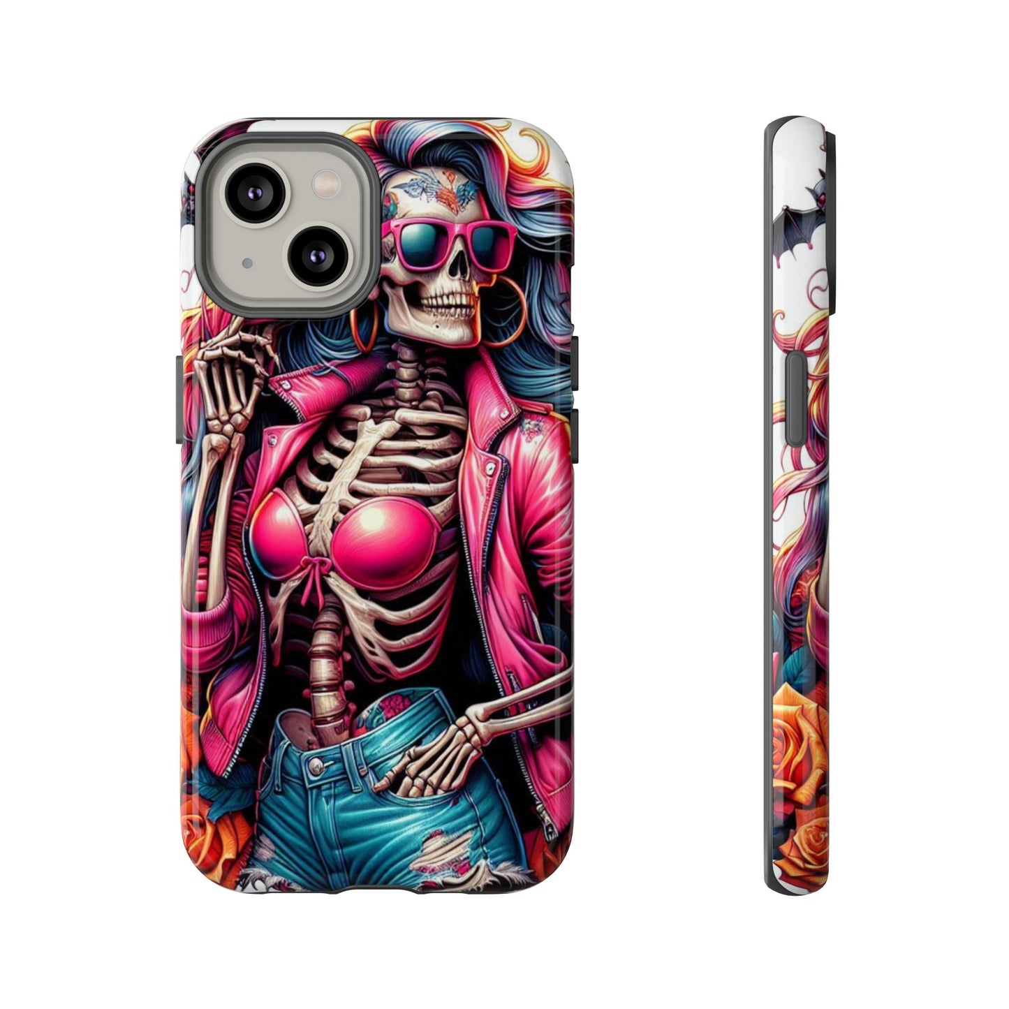 Neon Bones – Retro Skeleton & Vibrant Punk Aesthetic Mobile Cover