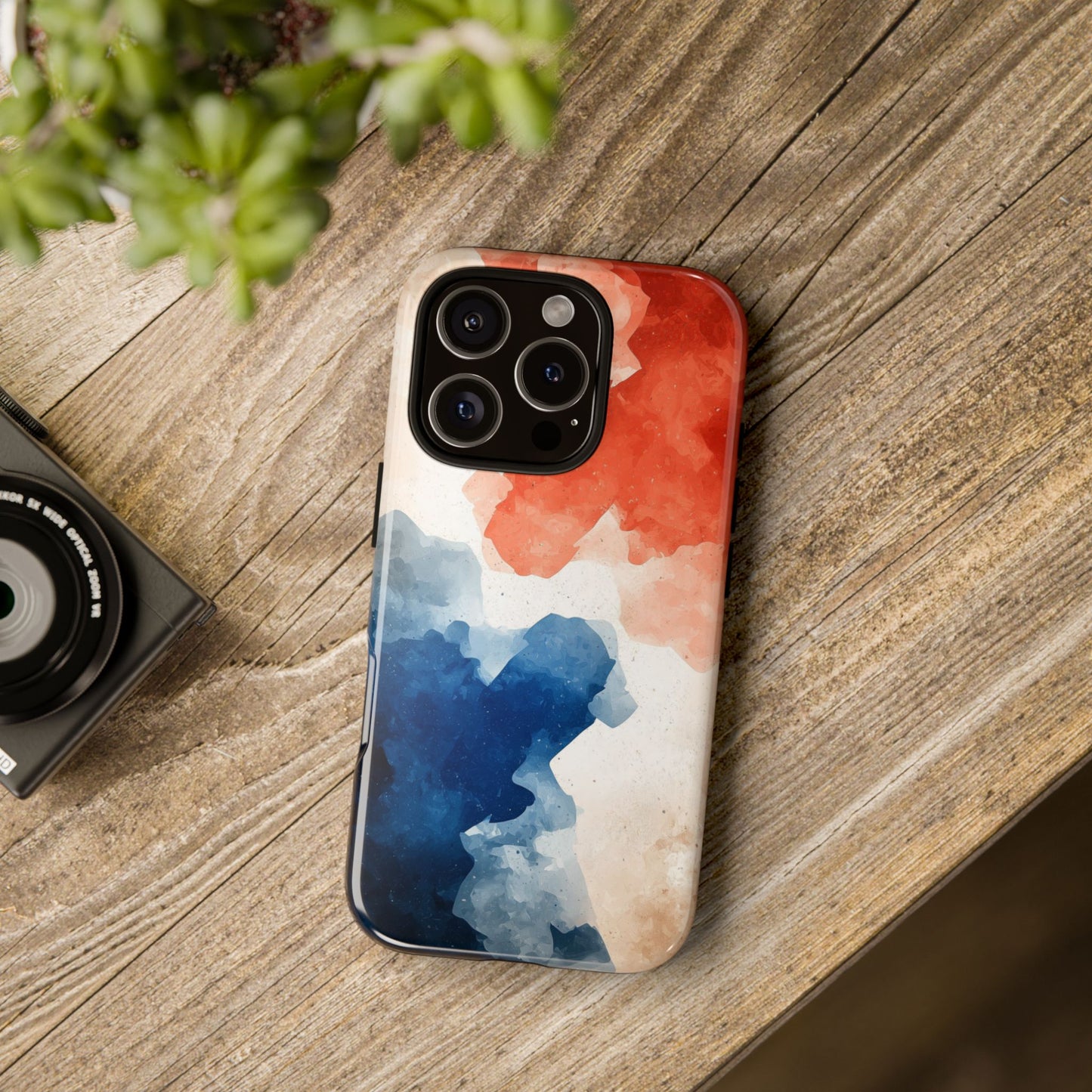 Crimson & Cobalt – Abstract Watercolor Splash Phone Case for iPhone, Google Pixel, Samsung