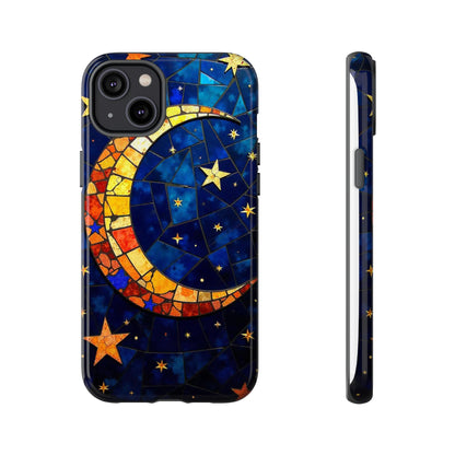 Celestial Crescent: Vibrant Moon and Stars Phone Case