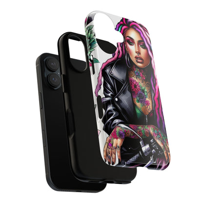 Neon Rebel – Vibrant Biker Queen Mobile Cover