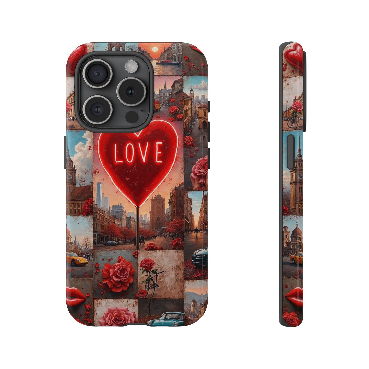 Neon Love Heart & Rose Phone Case
