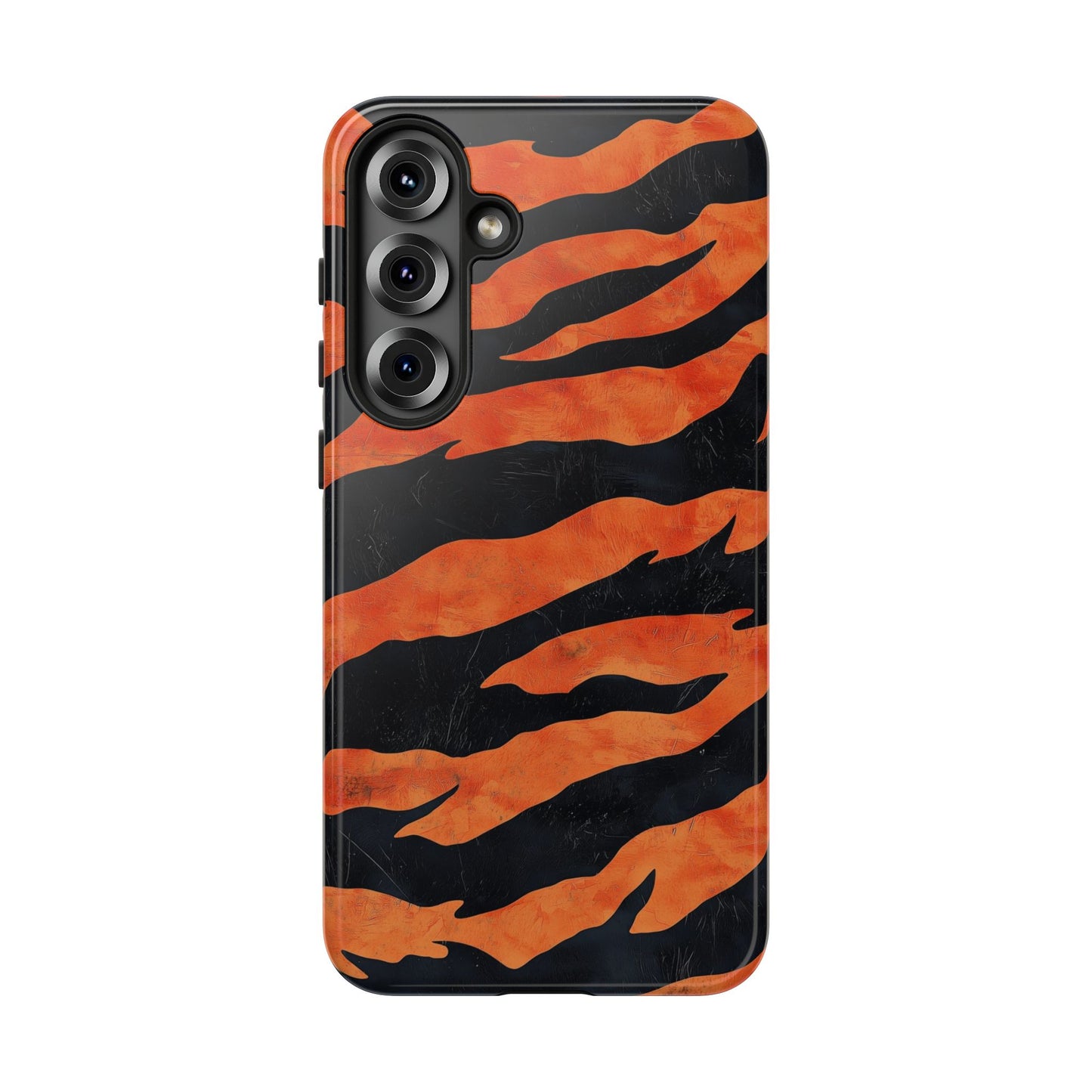 Burnt Orange & Black Tiger Stripes Phone Case for iPhone, Samsung & Google Pixel