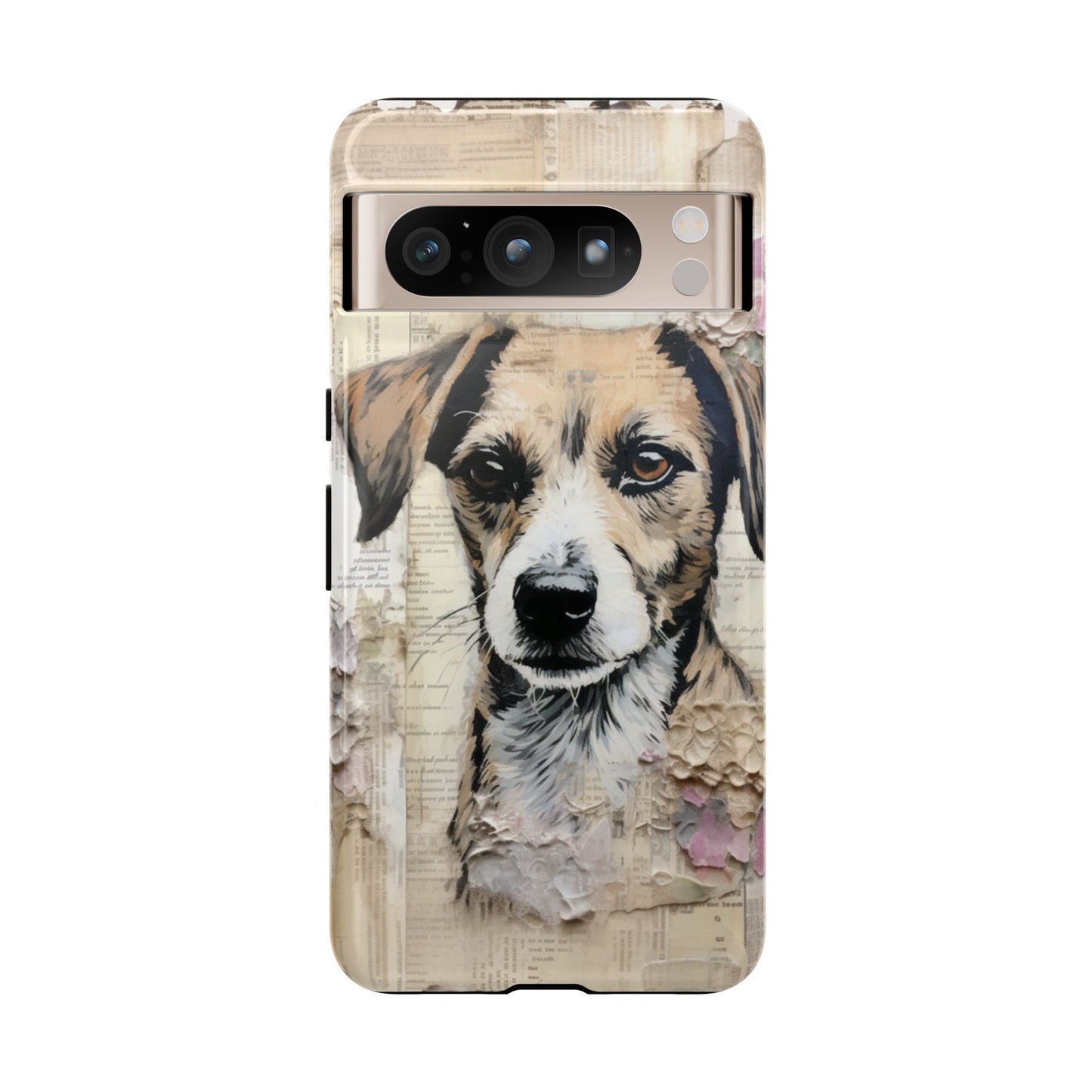 Vintage Collage Dog Portrait Mobile Cover – Artistic Mixed Media Design