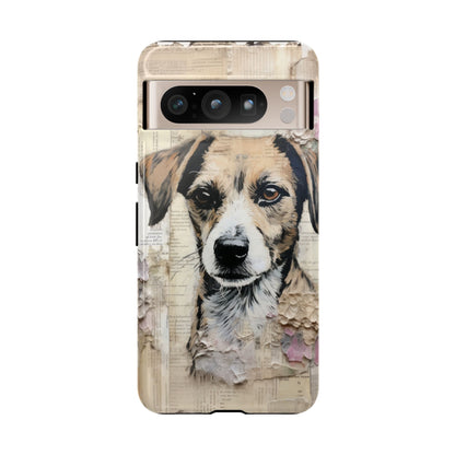 Vintage Collage Dog Portrait Mobile Cover – Artistic Mixed Media Design