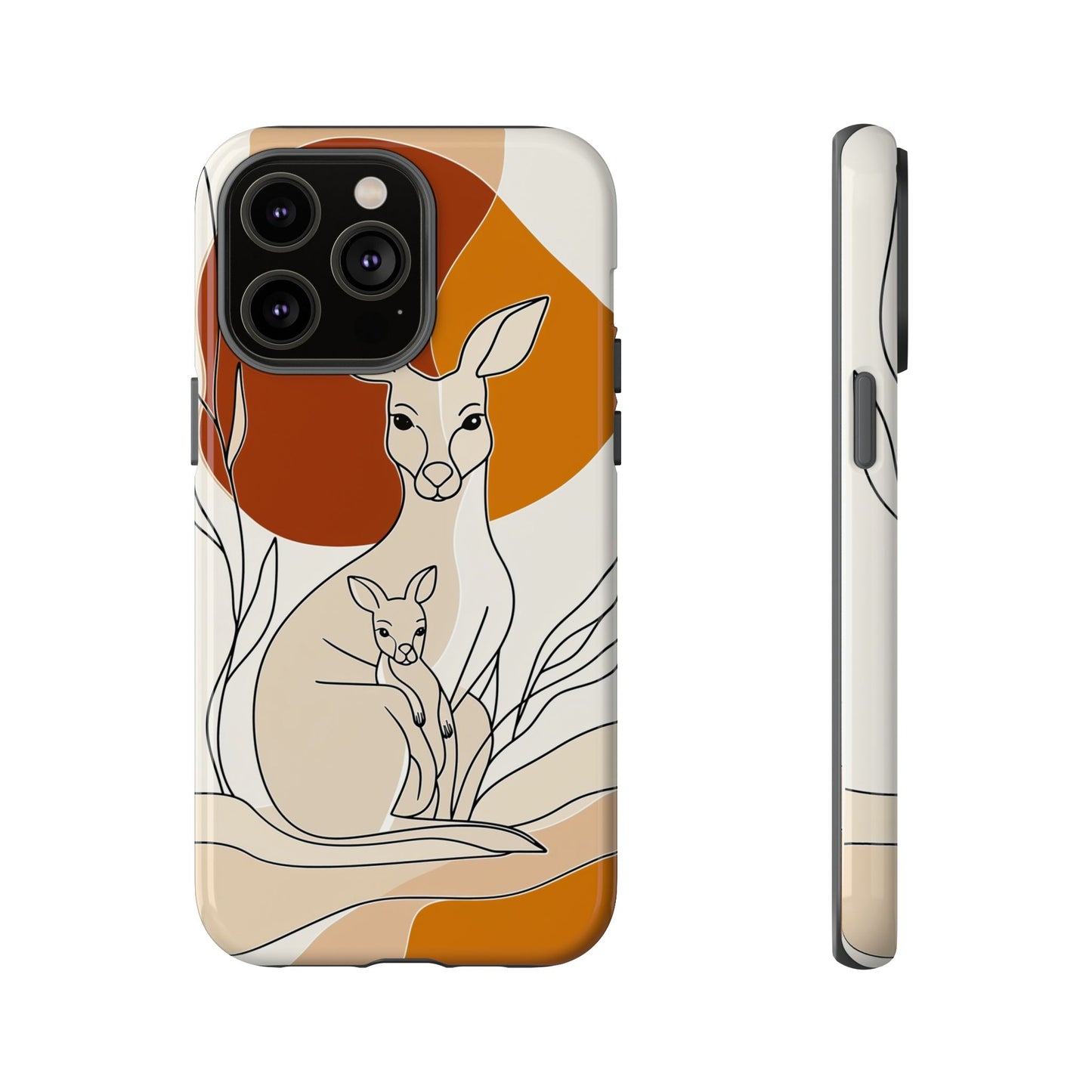 Outback Love: Kangaroo & Joey Line Art Phone Case for iPhone, Samsung & Pixel