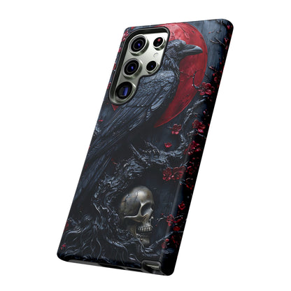 Gothic Sculpture Of Raven On Charcoal Tree Branch phone case design