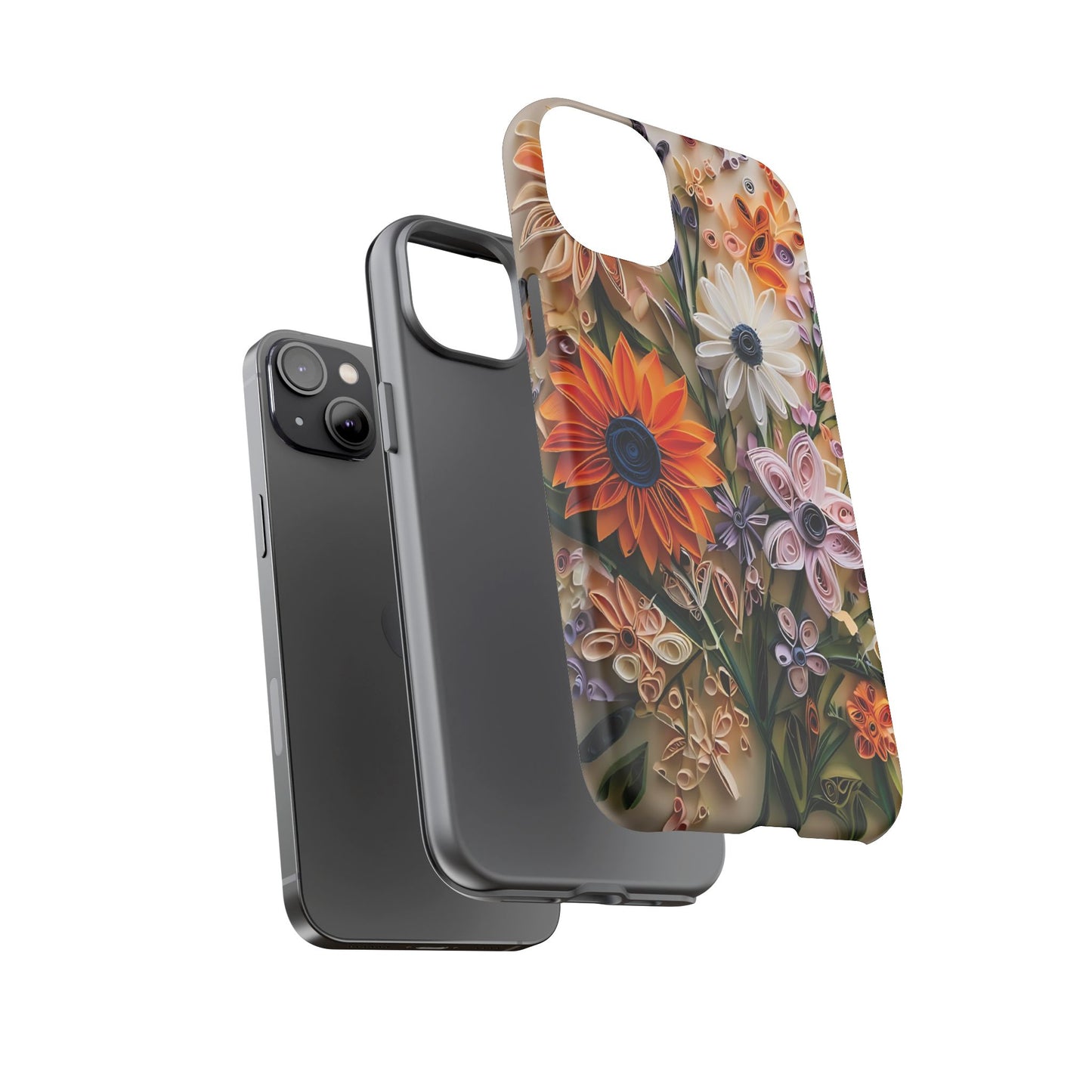 Intricate Quilled Floral Artwork In Vibrant Colors phone case design.