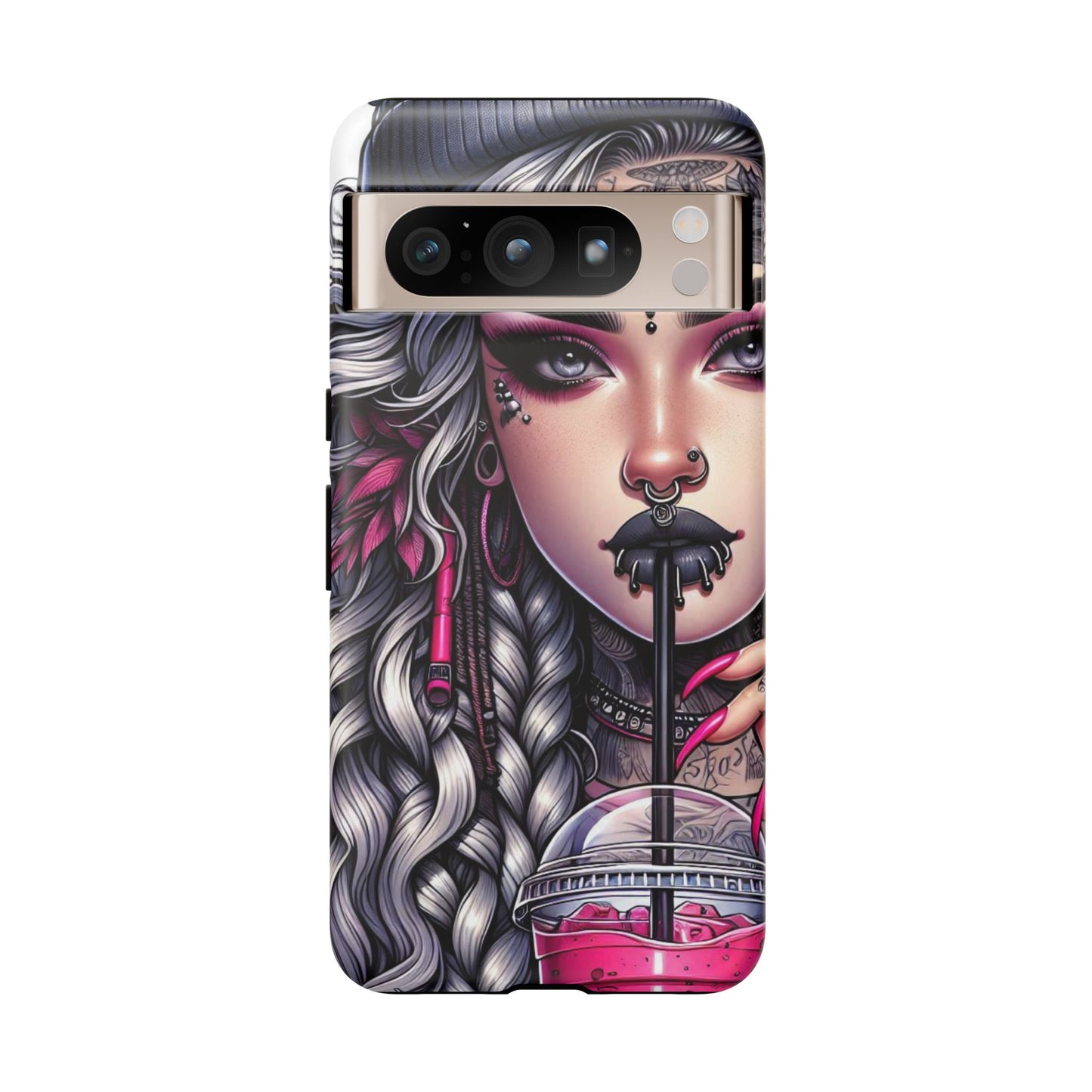 Icy Rebel – Silver Dreads & Edgy Street Chic Mobile Cover