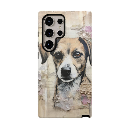 Vintage Collage Dog Portrait Mobile Cover – Artistic Mixed Media Design