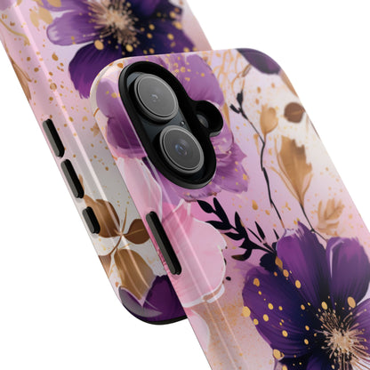 Luxury Purple & Gold Floral Aesthetic Mobile Case