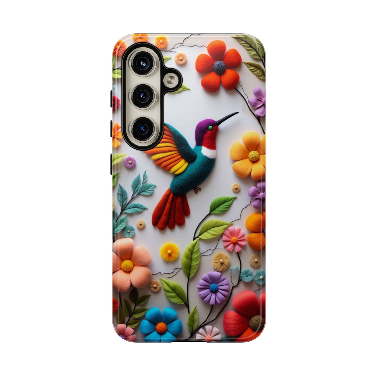 Embroidered Hummingbird with Floral Design | Nature's Elegant Stitch