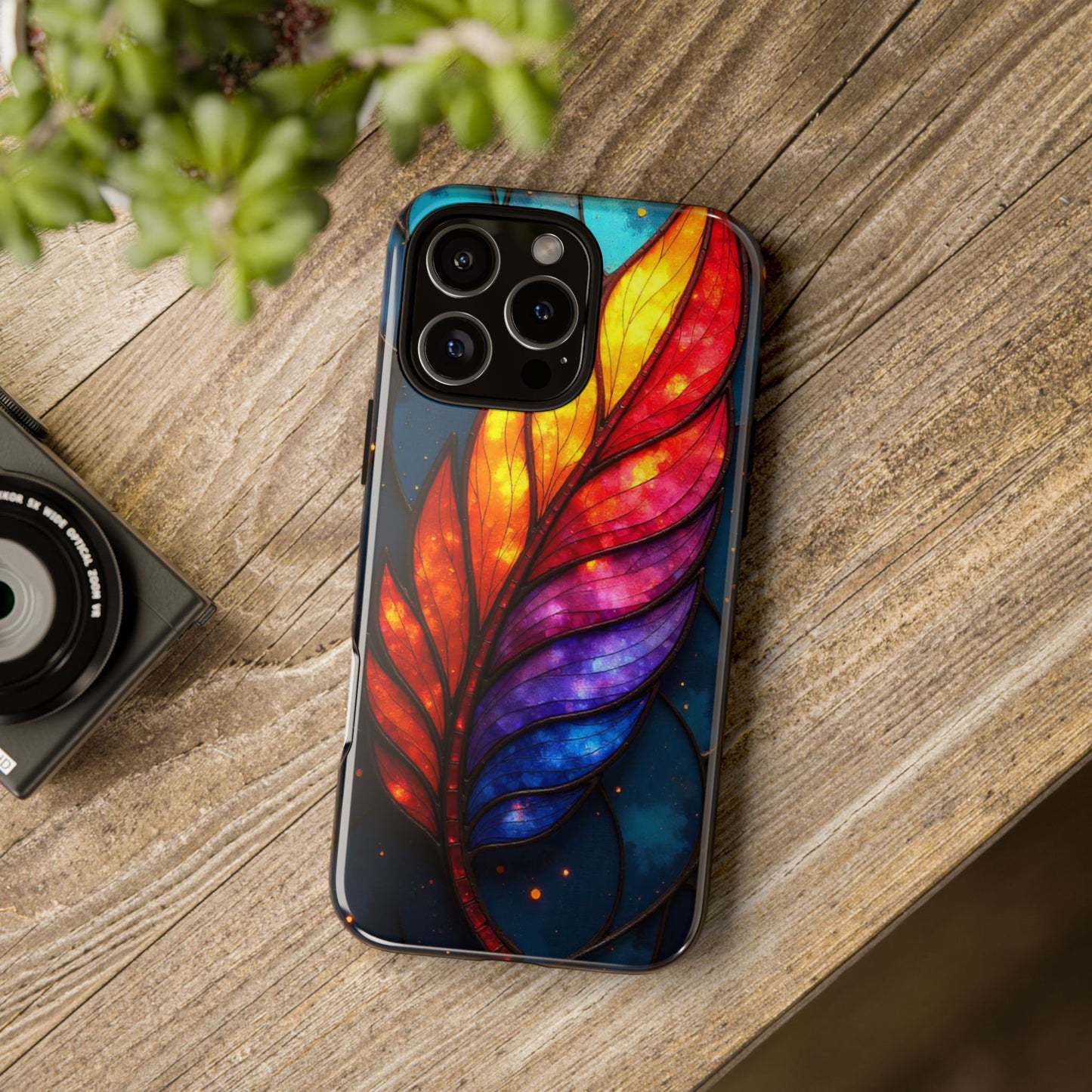 Vivid Feather: Stained Glass Abstract Art