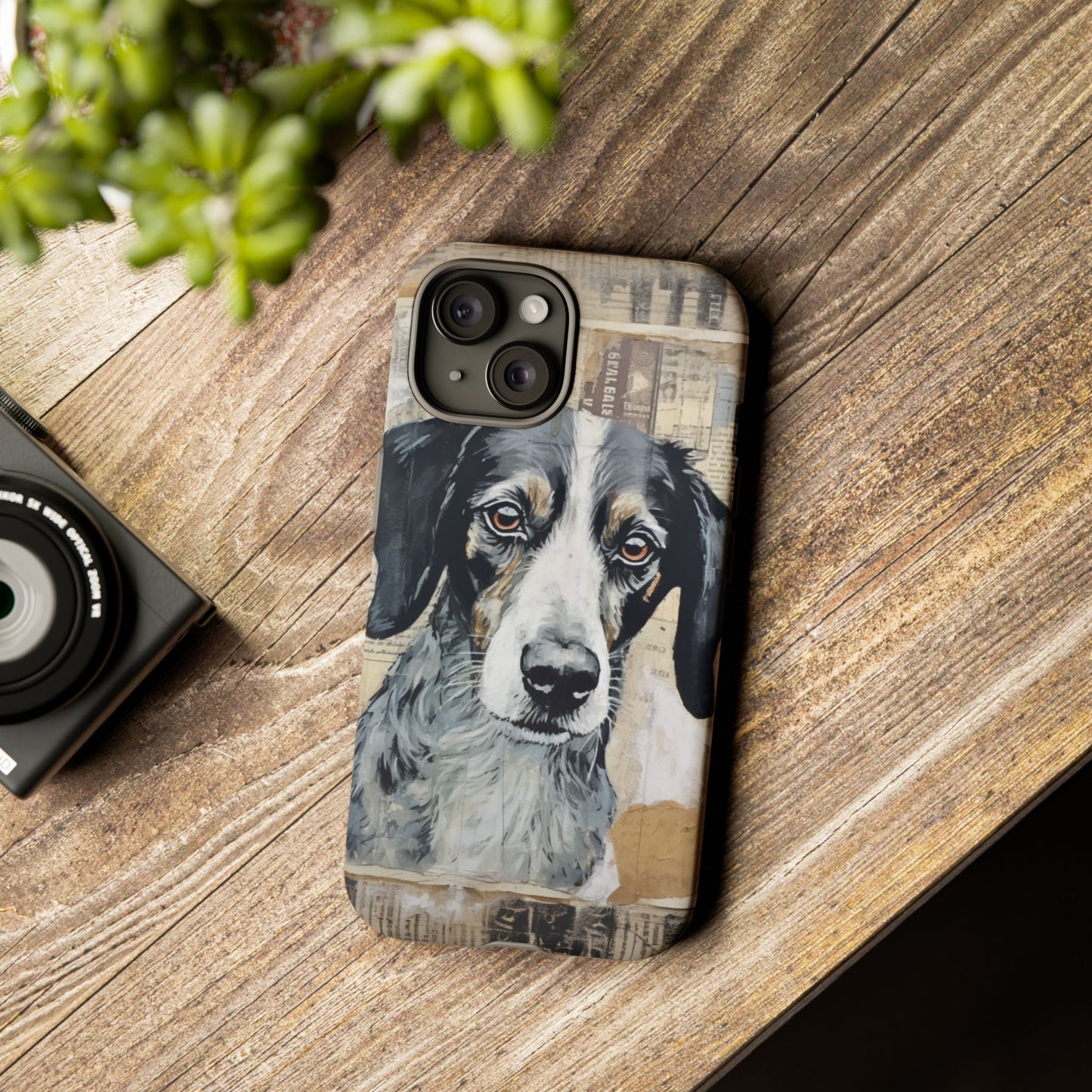 Rustic Dog Portrait – Vintage Collage Style